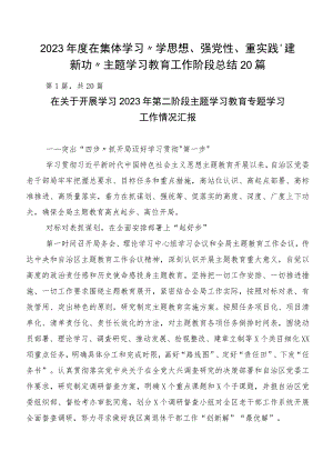 2023年度在集体学习“学思想、强党性、重实践、建新功”主题学习教育工作阶段总结20篇.docx