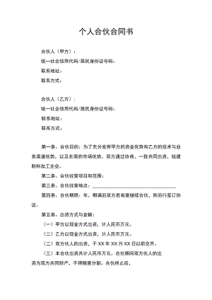 个人合伙合同协议书律师审定版.docx