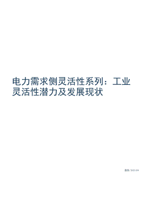 2023电力需求侧灵活性系列：工业灵活性潜力及发展现状报告.docx