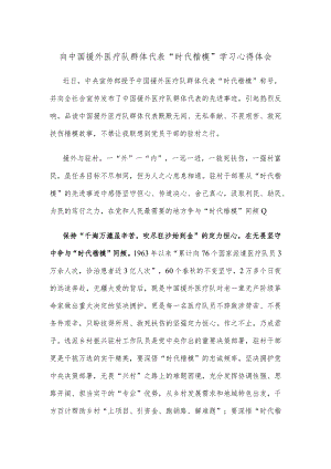向中国援外医疗队群体代表“时代楷模”学习心得体会.docx