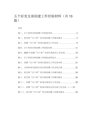 2023五个好党支部创建工作经验材料（共13篇）.docx