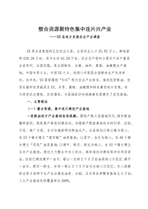 县连片发展农业产业调查报告：整合资源聚特色 集中连片兴产业.docx