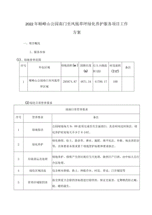 2022年顺峰山公园南门至凤凰草坪绿化养护服务项目工作方案.docx