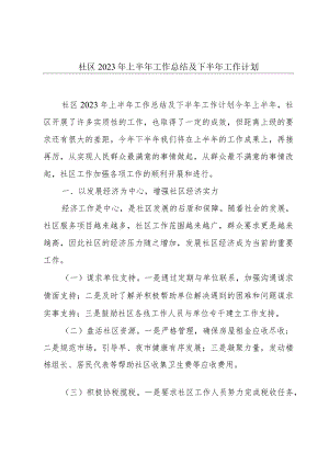 社区2023年上半年工作总结及下半年工作计划.docx