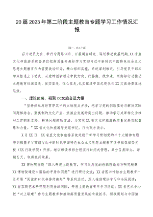 20篇2023年第二阶段主题教育专题学习工作情况汇报.docx