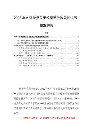 2023年乡镇党委关于巡察整改阶段性进展情况报告.docx