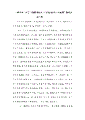人社系统“抓学习促提升抓执行促落实抓效能促发展”行动实施方案.docx