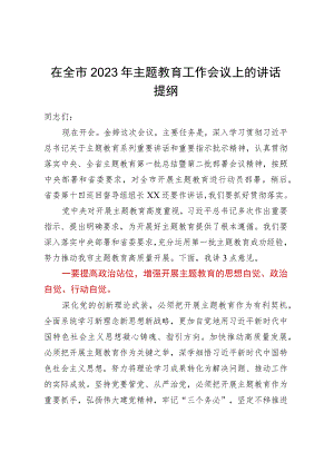 在全市2023年主题教育工作会议上的讲话提纲.docx