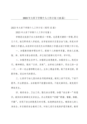 2023年大班下学期个人工作计划（15篇）.docx