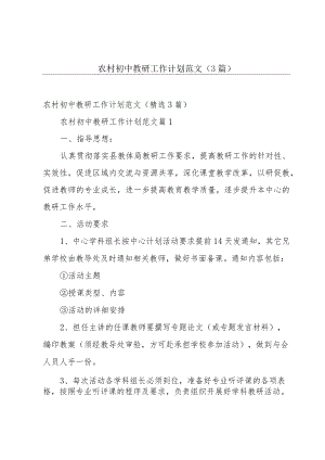 农村初中教研工作计划范文（3篇）.docx