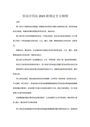 劳动合同法2023新规定全文细则.docx