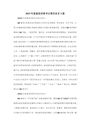 2023年度基层党委书记表态发言3篇.docx