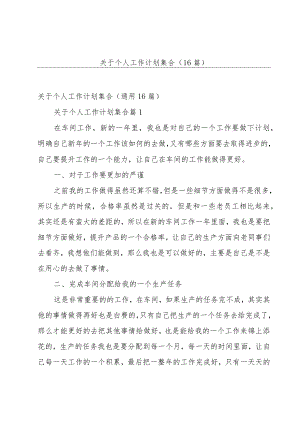 关于个人工作计划集合（16篇）.docx