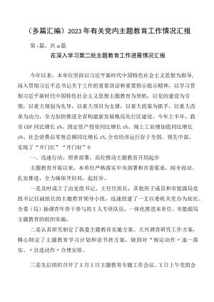 （多篇汇编）2023年有关党内主题教育工作情况汇报.docx