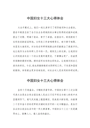 学习中国妇女十三大精神心得感悟十篇.docx