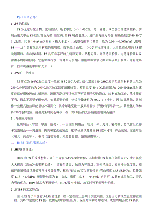 注塑常用原料的性能及加工工艺特点.docx