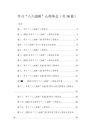 2023学习“八八战略”心得体会（共16篇）.docx
