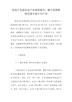 县连片发展农业产业调查报告：整合资源聚特色集中连片兴产业.docx