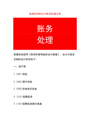 慈善机构的会计账务处理分录.docx