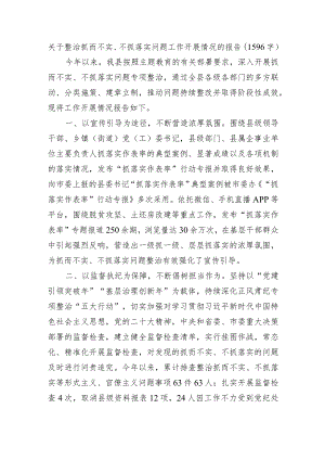 关于整治抓而不实、不抓落实问题工作开展情况的报告.docx