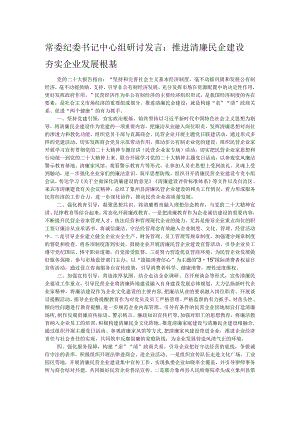 常委纪委书记中心组研讨发言：推进清廉民企建设 夯实企业发展根基.docx