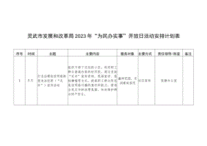 灵武市发展和改革局2023年“为民办实事”开放日活动安排计划表.docx