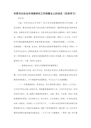 市委书记在全市调查研究工作部署会上的讲话.docx