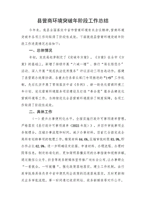 县营商环境突破年阶段工作总结.docx