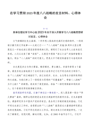 在学习贯彻2023年度八八战略的发言材料、心得体会.docx