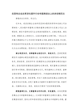 在国有企业改革深化提升行动专题推进会上的讲话稿范文.docx