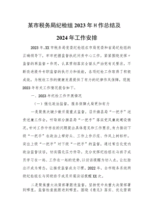 某市税务局纪检组2023年工作总结及2024年工作安排.docx