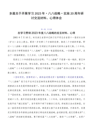 多篇关于开展学习2023年“八八战略”实施20周年研讨交流材料、心得体会.docx