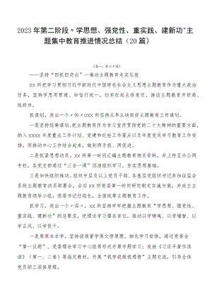 2023年第二阶段“学思想、强党性、重实践、建新功”主题集中教育推进情况总结（20篇）.docx