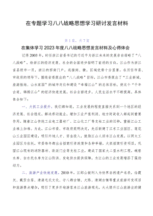 在专题学习八八战略思想学习研讨发言材料.docx