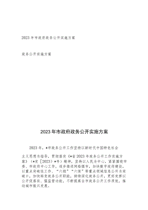 2023年市政府政务公开实施方案和政务公开实施方案.docx