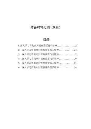 深入学习贯彻来川视察重要指示精神心得体会材料汇编（6篇）.docx