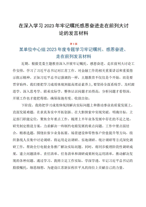 在深入学习2023年牢记嘱托感恩奋进走在前列大讨论的发言材料.docx