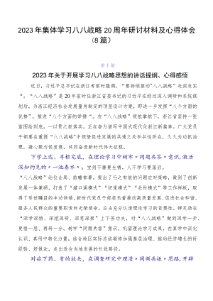 2023年集体学习八八战略20周年研讨材料及心得体会（8篇）.docx