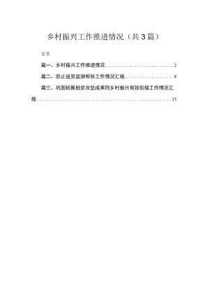 乡村振兴工作推进情况(精选三篇汇编).docx