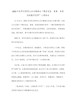 2023年世界互联网大会乌镇峰会 “建设包容、普惠、有韧性的数字世界”心得体会.docx