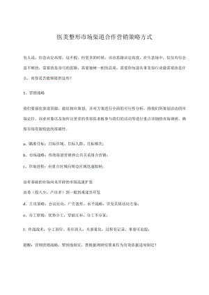 医美整形市场渠道合作营销策略方式.docx
