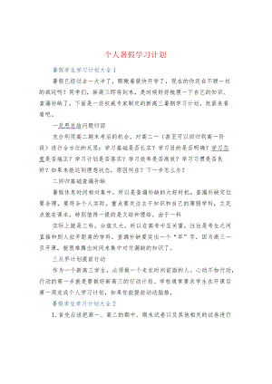个人暑假学习计划.docx