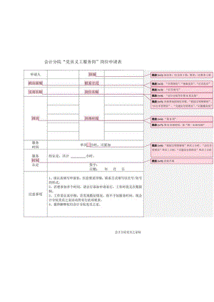会计分院“党员义工服务岗”岗位申请表.docx