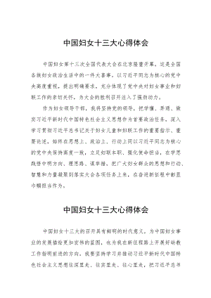 中国妇女十三大精神心得体会(十五篇).docx