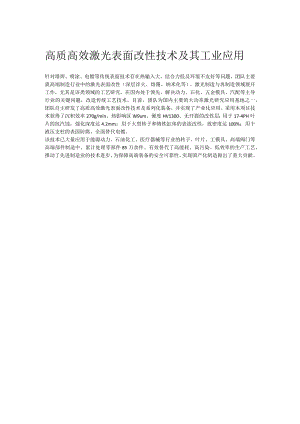 高质高效激光表面改性技术及其工业应用.docx