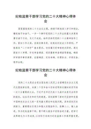 纪检监察干部学习党的二十大精神心得体会范文(3篇).docx
