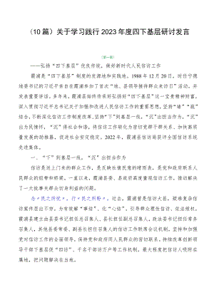 （10篇）关于学习践行2023年度四下基层研讨发言.docx