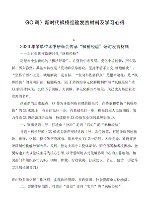 （10篇）新时代枫桥经验发言材料及学习心得.docx