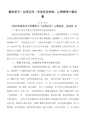 集体学习“以学正风”交流发言材料、心得感悟十篇合集.docx