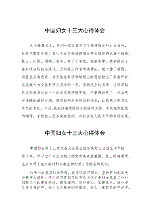 学习中国妇女十三大精神心得感悟三十三篇.docx